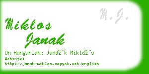 miklos janak business card